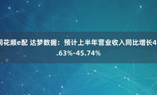 同花顺e配 达梦数据：预计上半年营业收入同比增长40.63%-45.74%