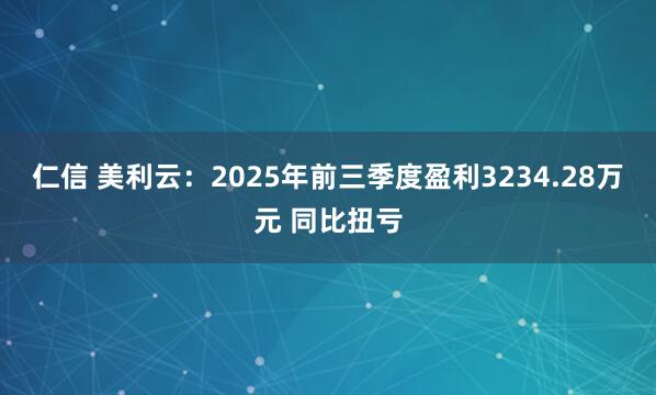 仁信 美利云：2025年前三季度盈利3234.28万元 同比扭亏