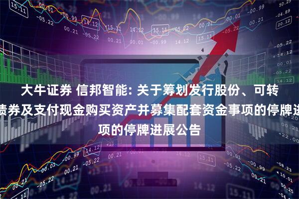 大牛证券 信邦智能: 关于筹划发行股份、可转换公司债券及支付现金购买资产并募集配套资金事项的停牌进展公告