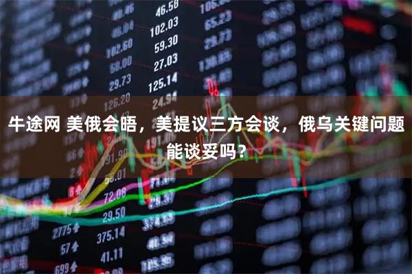 牛途网 美俄会晤，美提议三方会谈，俄乌关键问题能谈妥吗？